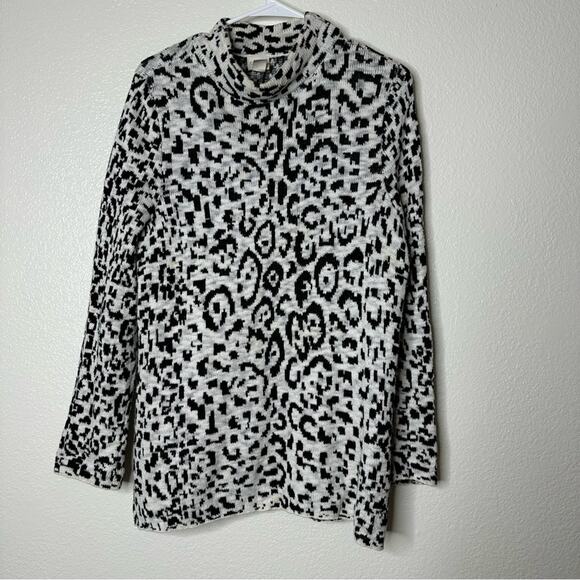 Chicos Chauncey Cheetah Cowl Neck Sweater 2 - Picture 1 of 6